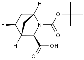 (1R,3R,4R,5S)-2-tert-butoxycarbonyl-5-fluoro-2-azabicyclo[2.2.1]heptane-3-carboxylic acid Struktur