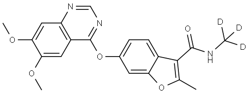 6-[(6,7-dimethoxyquinazolin-4-yl)oxy]-N-(2H?)methyl-2-methyl-1-benzofuran-3-carboxamide Struktur