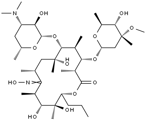 Erythromycin, 13-deethyl-13-propyl-, 9-oxime (9CI) Struktur