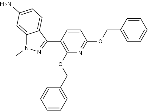 1H-Indazol-6-amine, 3-[2,6-bis(phenylmethoxy)-3-pyridinyl]-1-methyl- Struktur