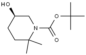 1-Piperidinecarboxylic acid, 5-hydroxy-2,2-dimethyl-, 1,1-dimethylethyl ester, (5R)- Struktur