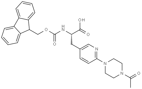 Fmoc-L-3Py6pipz4Ac-OH Struktur