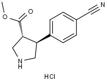 trans-Methyl 4-(4-cyanophenyl)pyrrolidine-3-carboxylate hydrochloride Struktur