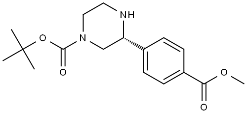 tert-butyl (R)-3-(4-(methoxycarbonyl)phenyl)piperazine-1-carboxylate Struktur