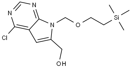 (4-chloro-7-((2-(trimethylsilyl)ethoxy)methyl)-7H-pyrrolo[2,3-d]pyrimidin-6-yl)methanol Struktur