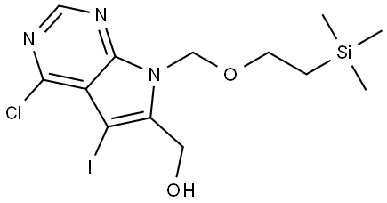 (4-chloro-5-iodo-7-((2-(trimethylsilyl)ethoxy)methyl)-7H-pyrrolo[2,3-d]pyrimidin-6-yl)methanol Struktur