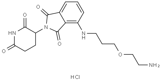 1H-Isoindole-1,3(2H)-dione, 4-[[3-(2-aminoethoxy)propyl]amino]-2-(2,6-dioxo-3-piperidinyl)-, hydrochloride (1:1) Struktur