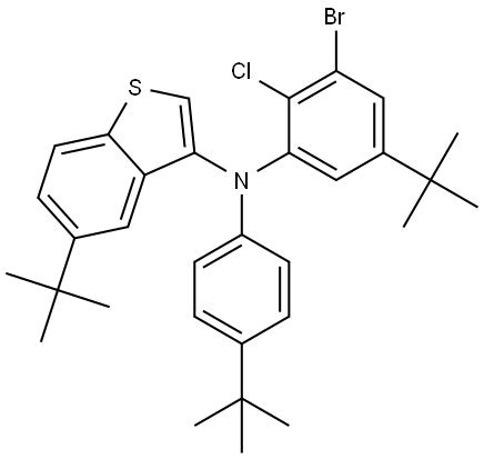 N-(3-bromo-5-(tert-butyl)-2-chlorophenyl)-5-(tert-butyl)-N-(4-(tert-butyl)phenyl)benzo[b]thiophen-3-amine Struktur