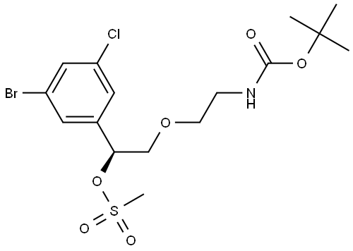 (S)-1-(3-bromo-5-chlorophenyl)-2-(2-((tert-butoxycarbonyl)amino)ethoxy)ethyl methanesulfonate Struktur