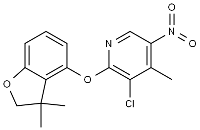 3-chloro-2-((3,3-dimethyl-2,3-dihydrobenzofuran-4-yl)oxy)-4-methyl-5-nitropyridine Struktur