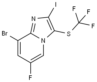 8-Bromo-6-fluoro-2-iodo-3-((trifluoromethyl)thio)imidazo[1,2-a]pyridine Struktur