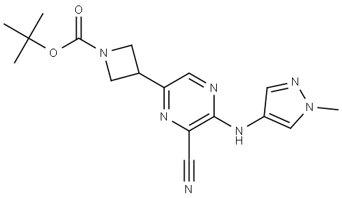 tert-butyl 3-(6-cyano-5-((1-methyl-1H-pyrazol-4-yl)amino)pyrazin-2-yl)azetidine-1-carboxylate Struktur