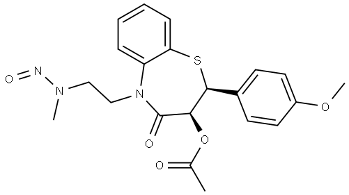 1,5-Benzothiazepin-4(5H)-one, 3-(acetyloxy)-2,3-dihydro-2-(4-methoxyphenyl)-5-[2-(methylnitrosoamino)ethyl]-, (2S,3S)- Struktur