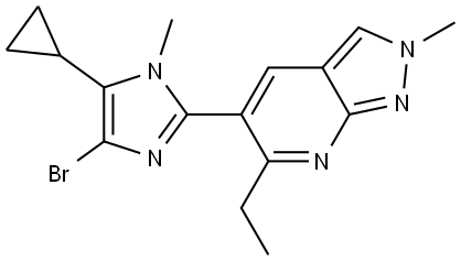 5-(4-bromo-5-cyclopropyl-1-methyl-1H-imidazol-2-yl)-6-ethyl-2-methyl-2H-pyrazolo[3,4-b]pyridine Struktur