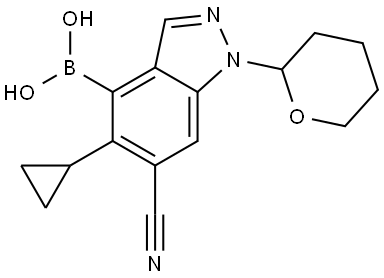 (6-Cyano-5-cyclopropyl-1-(tetrahydro-2H-pyran-2-yl)-1H-indazol-4-yl)boronic acid Struktur