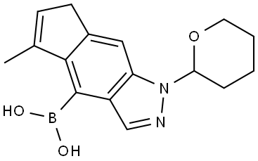 (5-Methyl-1-(tetrahydro-2H-pyran-2-yl)-1,7-dihydrocyclopenta[f]indazol-4-yl)boronic acid Struktur