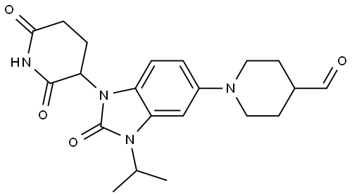 4-Piperidinecarboxaldehyde, 1-[1-(2,6-dioxo-3-piperidinyl)-2,3-dihydro-3-(1-methylethyl)-2-oxo-1H-benzimidazol-5-yl]- Struktur