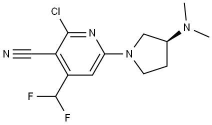 2-chloro-4-(difluoromethyl)-6-[(3S)-3-(dimethylamino)pyrrolidin-1-yl]pyridine-3-carbonitrile Struktur