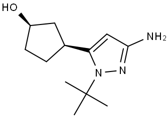 (1R,3S)-3-(3-Amino-1-(tert-butyl)-1H-pyrazol-5-yl)cyclopentan-1-ol Struktur