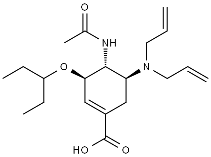 1-Cyclohexene-1-carboxylic acid, 4-(acetylamino)-5-(di-2-propen-1-ylamino)-3-(1-ethylpropoxy)-, (3R,4R,5S)- Struktur