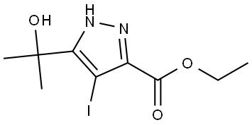 1H-Pyrazole-3-carboxylic acid, 5-(1-hydroxy-1-methylethyl)-4-iodo-, ethyl ester Struktur