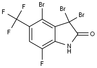 2H-Indol-2-one, 3,3,4-tribromo-7-fluoro-1,3-dihydro-5-(trifluoromethyl)- Struktur