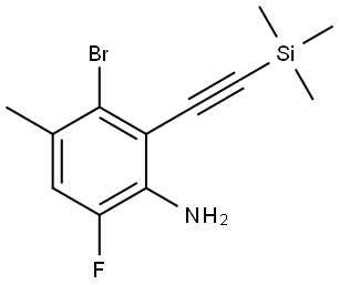 3-bromo-6-fluoro-4-methyl-2-((trimethylsilyl)ethynyl)aniline Struktur