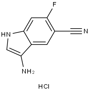 1H-Indole-5-carbonitrile, 3-amino-6-fluoro-, hydrochloride (1:1) Struktur