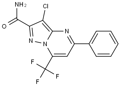 3-CL-5-PH-7-TRIFLUOROMETHYL-PYRAZOLO(1,5-A)PYRIMIDINE-2-CARBOXYLIC ACID AMIDE Struktur