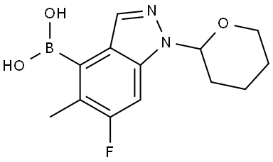 (6-Fluoro-5-methyl-1-(tetrahydro-2H-pyran-2-yl)-1H-indazol-4-yl)boronic acid Struktur