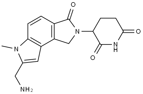 2,6-Piperidinedione, 3-[7-(aminomethyl)-3,6-dihydro-6-methyl-3-oxopyrrolo[3,4-e]indol-2(1H)-yl]- Struktur