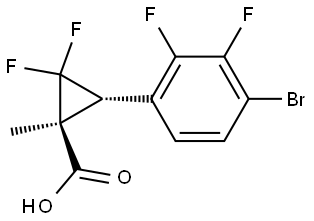 Cyclopropanecarboxylic acid, 3-(4-bromo-2,3-difluorophenyl)-2,2-difluoro-1-methyl-, (1R,3S)-rel- Struktur