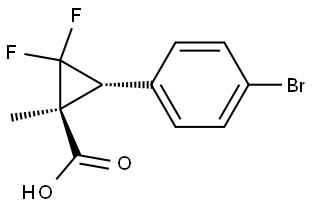 Cyclopropanecarboxylic acid, 3-(4-bromophenyl)-2,2-difluoro-1-methyl-, (1S,3R)- Struktur