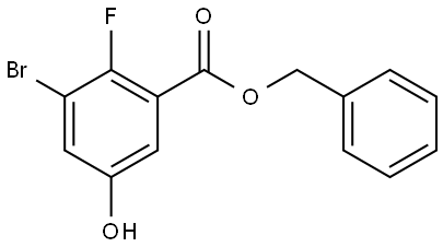 Benzoic acid, 3-bromo-2-fluoro-5-hydroxy-, phenylmethyl ester Struktur