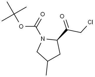 1-Pyrrolidinecarboxylic acid, 2-(2-chloroacetyl)-4-methyl-, 1,1-dimethylethyl ester, (2R)- Struktur