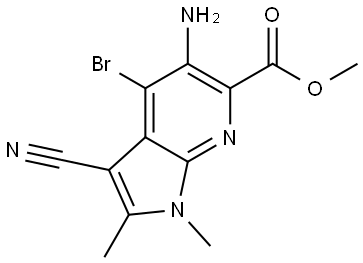 Methyl 5-amino-4-bromo-3-cyano-1,2-dimethyl-1H-pyrrolo[2,3-b]pyridine-6-carboxylate Struktur