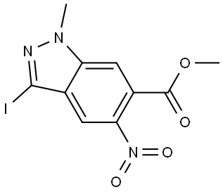 1H-Indazole-6-carboxylic acid, 3-iodo-1-methyl-5-nitro-, methyl ester Struktur