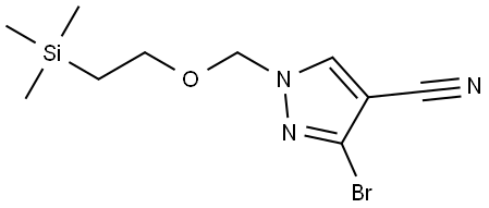 1H-Pyrazole-4-carbonitrile, 3-bromo-1-[[2-(trimethylsilyl)ethoxy]methyl]- Struktur