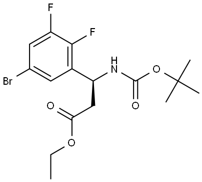 Benzenepropanoic acid, 5-bromo-β-[[(1,1-dimethylethoxy)carbonyl]amino]-2,3-difluoro-, ethyl ester, (βS)- Struktur