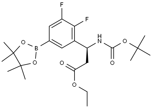 Benzenepropanoic acid, β-[[(1,1-dimethylethoxy)carbonyl]amino]-2,3-difluoro-5-(4,4,5,5-tetramethyl-1,3,2-dioxaborolan-2-yl)-, ethyl ester, (βS)- Structure