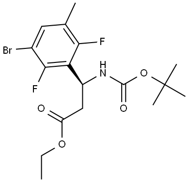 Benzenepropanoic acid, 3-bromo-β-[[(1,1-dimethylethoxy)carbonyl]amino]-2,6-difluoro-5-methyl-, ethyl ester, (βS)- Struktur