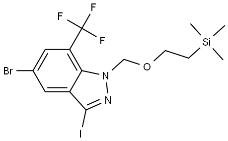 1H-Indazole, 5-bromo-3-iodo-7-(trifluoromethyl)-1-[[2-(trimethylsilyl)ethoxy]methyl]- Struktur