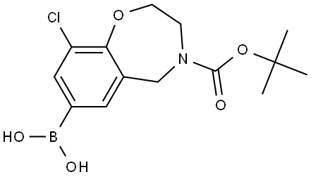 (4-(tert-Butoxycarbonyl)-9-chloro-2,3,4,5-tetrahydrobenzo[f][1,4]oxazepin-7-yl)boronic acid Struktur