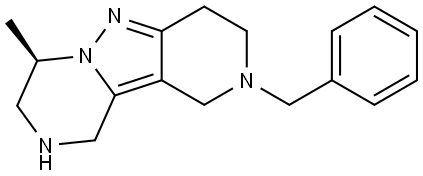 Pyrido[4′,3′:3,4]pyrazolo[1,5-a]pyrazine, 1,2,3,4,7,8,9,10-octahydro-7-methyl-2-(phenylmethyl)-, (7R)- Struktur