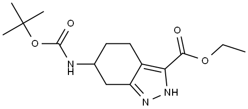 2H-Indazole-3-carboxylic acid, 6-[[(1,1-dimethylethoxy)carbonyl]amino]-4,5,6,7-tetrahydro-, ethyl ester Struktur