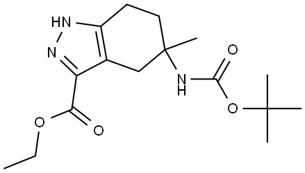 1H-Indazole-3-carboxylic acid, 5-[[(1,1-dimethylethoxy)carbonyl]amino]-4,5,6,7-tetrahydro-5-methyl-, ethyl ester Struktur