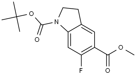 1H-Indole-1,5-dicarboxylic acid, 6-fluoro-2,3-dihydro-, 1-(1,1-dimethylethyl) 5-methyl ester Struktur