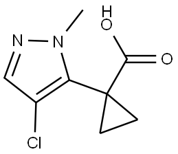 Cyclopropanecarboxylic acid, 1-(4-chloro-1-methyl-1H-pyrazol-5-yl)- Struktur