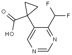 Cyclopropanecarboxylic acid, 1-[4-(difluoromethyl)-5-pyrimidinyl]- Struktur