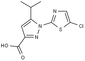 1H-Pyrazole-3-carboxylic acid, 1-(5-chloro-2-thiazolyl)-5-(1-methylethyl)- Struktur